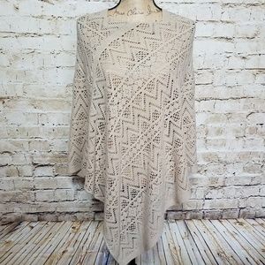 Britt's Knitts Poncho, OS, Cream Knit